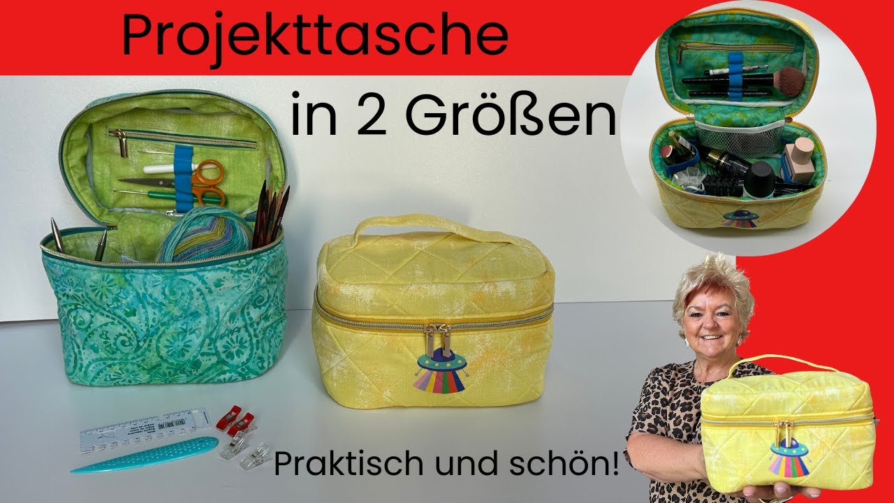 Projekttasche nähen ✂ | Praktisch & schön in 2 Größen | Mit Reißverschlussfach & Innenfächern