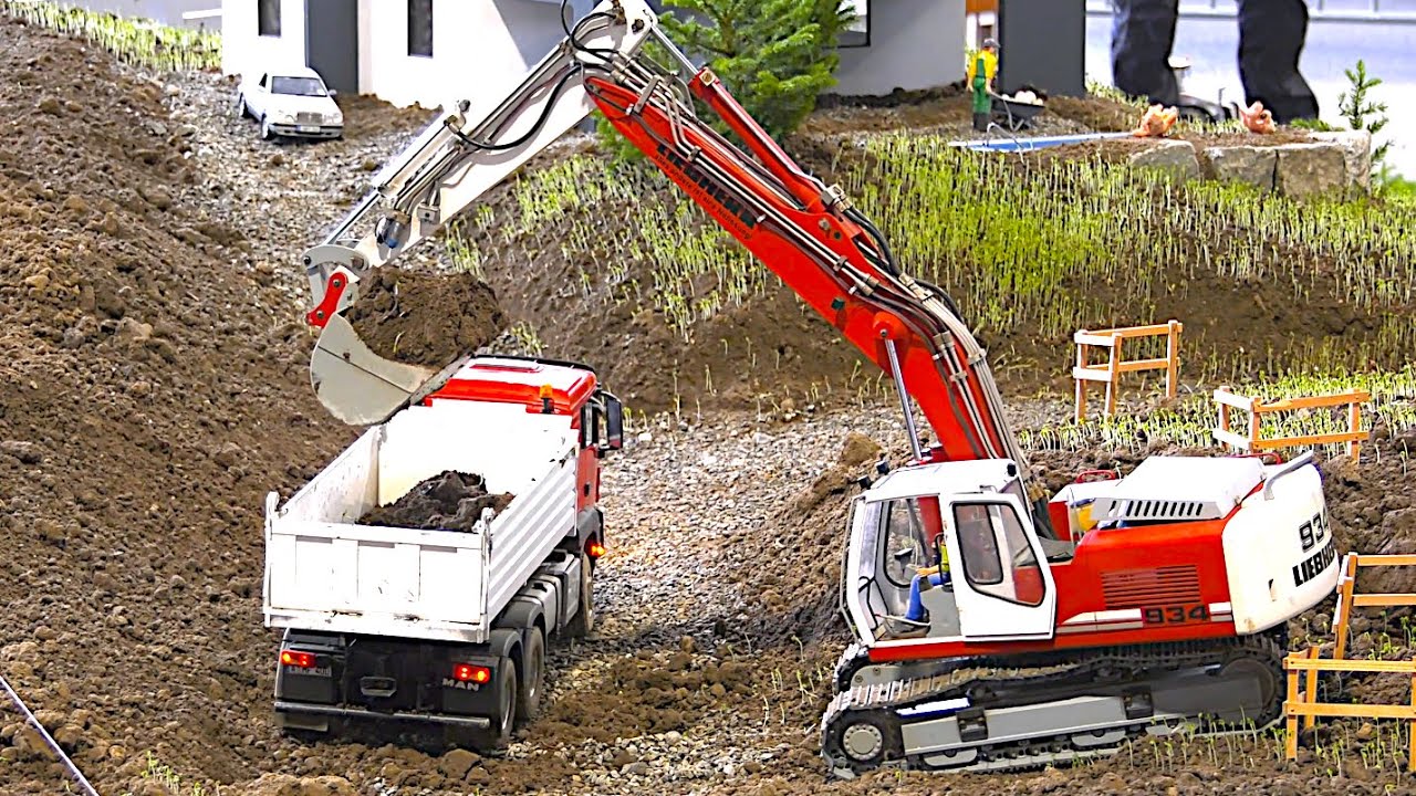 Construction Site RC Excavators digging Trucks Dozer Wheel Loader Caterpillar Digger Dump Truck