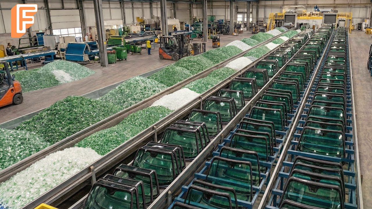 Massive Automotive Glass Manufacturing Process - Millions Car Windshields Produced Each Year