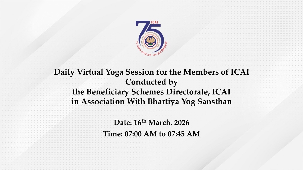 Daily Virtual Yoga Session for the Members of ICAI conducted by PSEC-ICAI in association with BYS