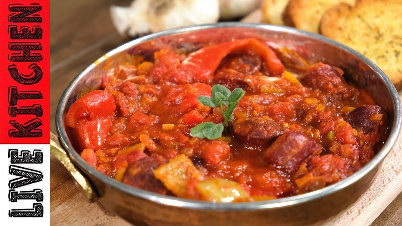 Легкий рецепт с сосисками и перцем!Ваши соседи будут завидовать!!Греческий СПЕЦОФАЙ!!