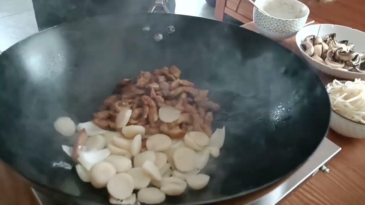 Stir fry chop suey with induction wok burner