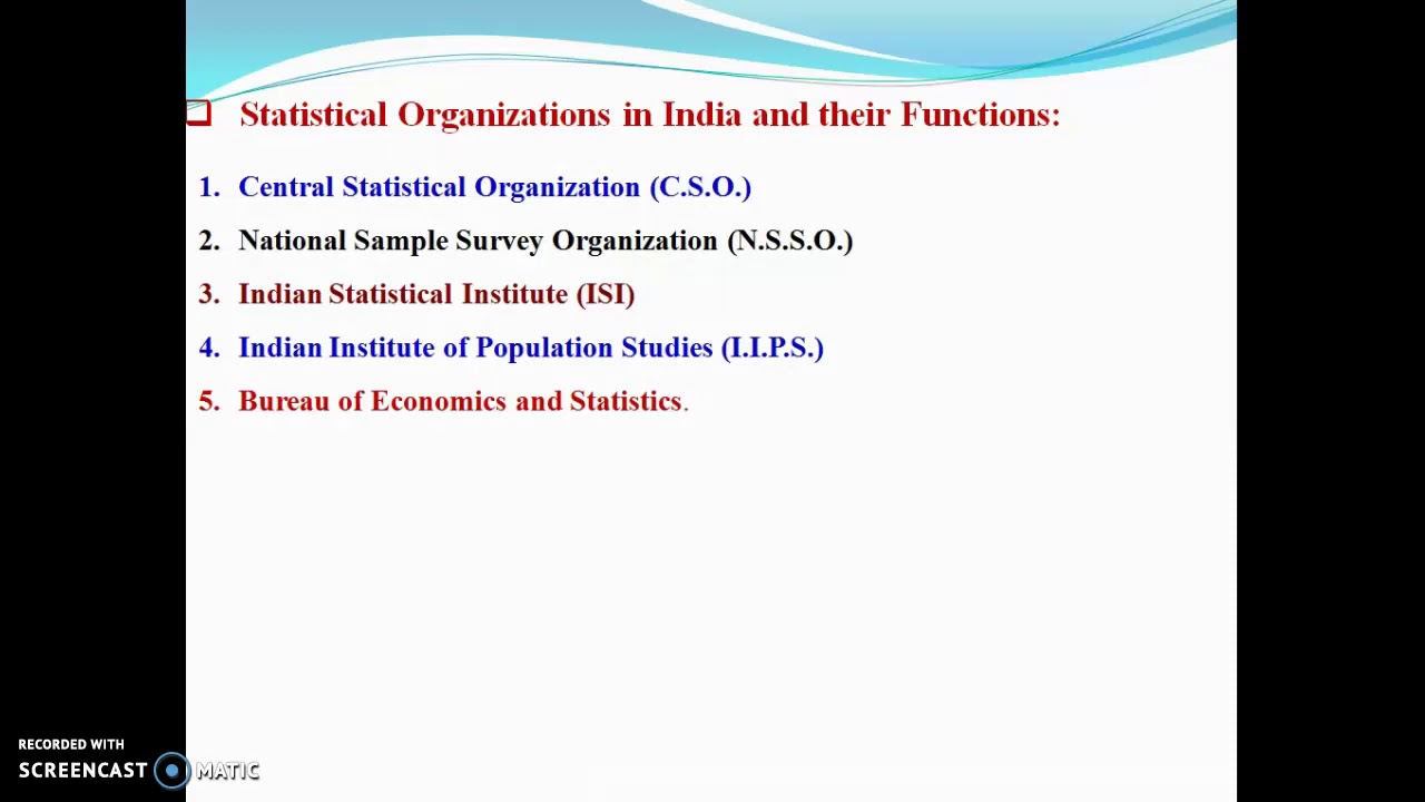 Statistical Organizations in India & their Functions