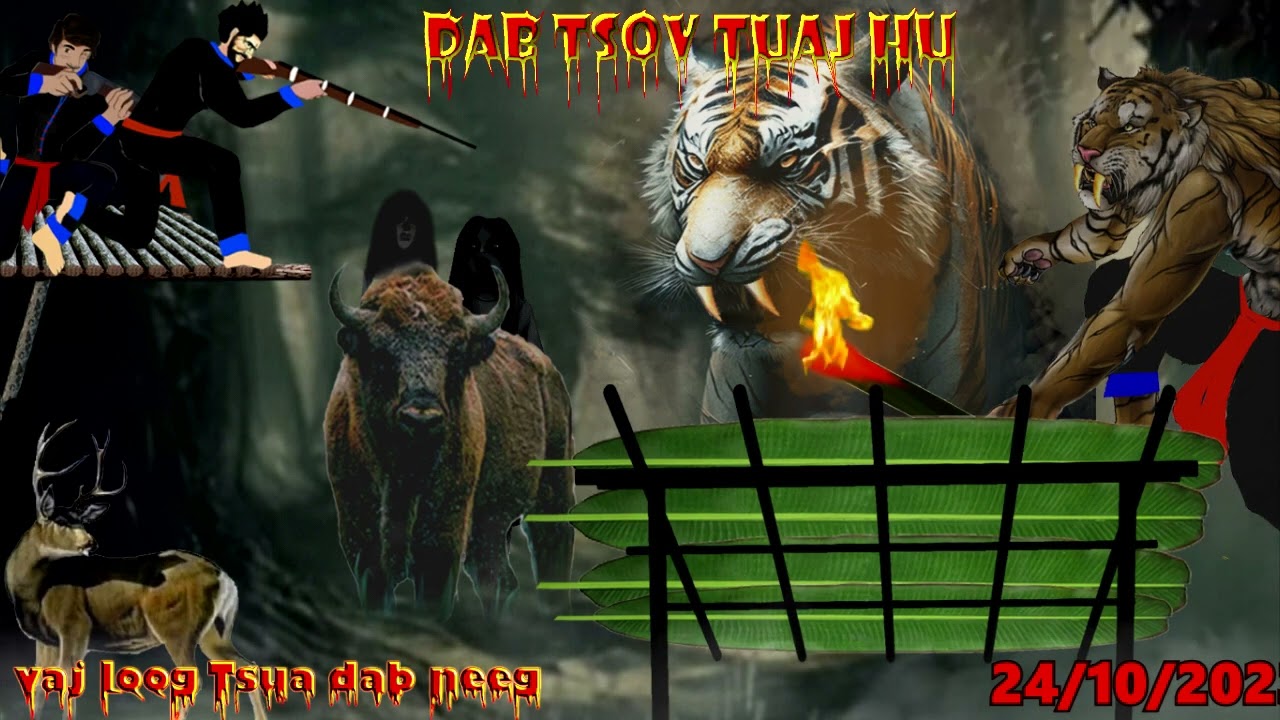 dab neeg 2 tug kwv npawg raws tua nyuj qus muaj dab hu txaus ntshai