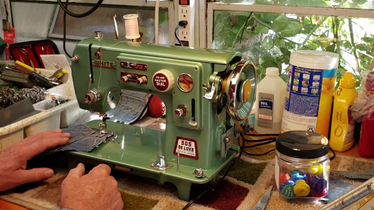White 305 Vintage Sewing Machine-final test video for Terri