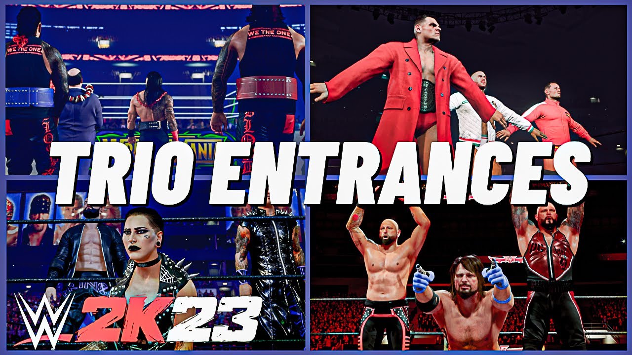 ALL TRIO ENTRANCES & OUTROS IN WWE 2K23 | PS5 (4K HDR/60FPS)