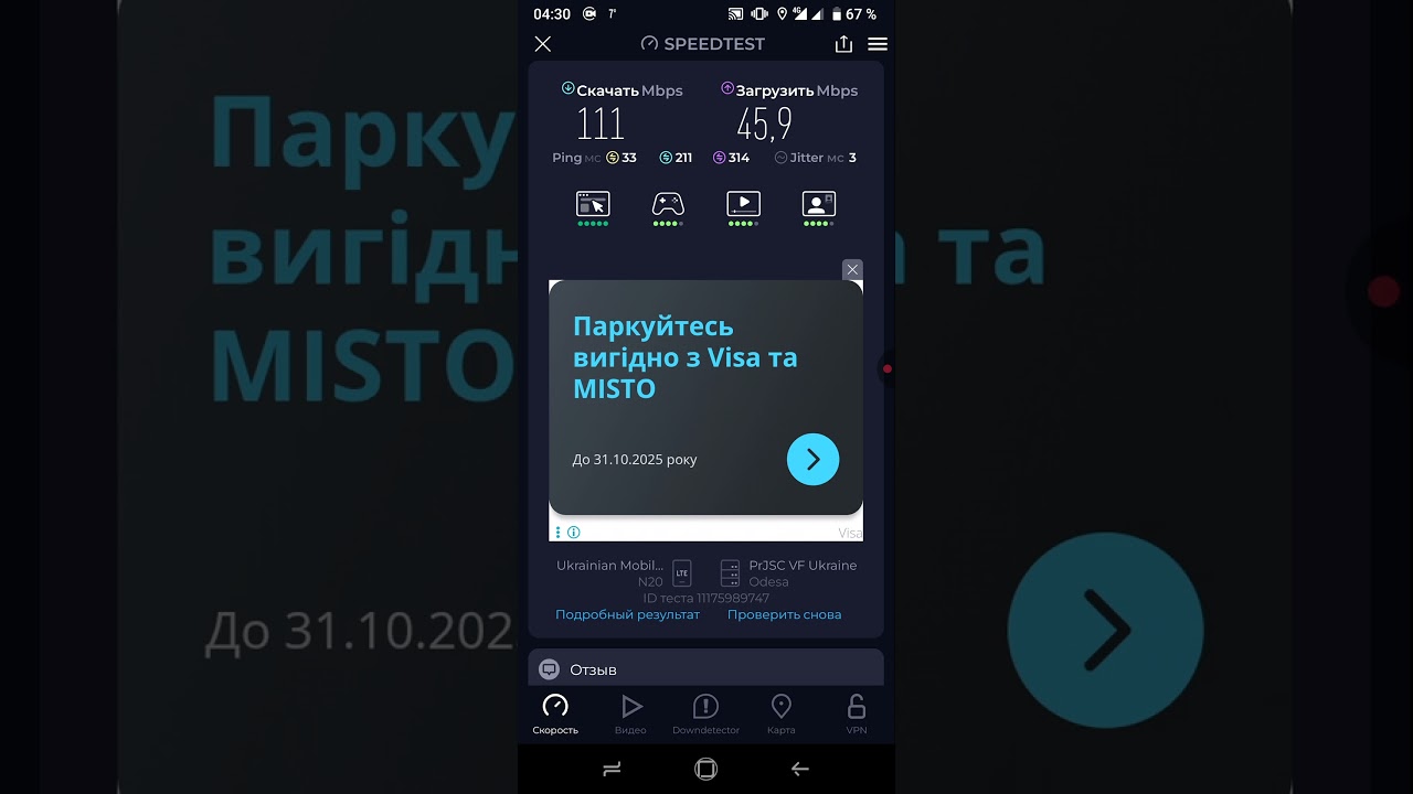 Vodafone Украина. Тест скорости 4G LTE. Одесса