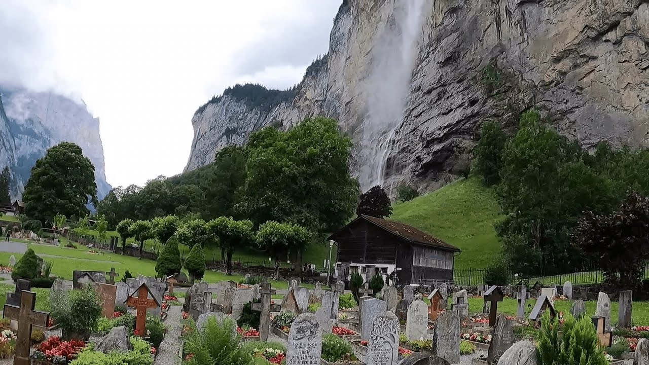 Interlaken to Lauterbrunnen | A beautiful cemetery in Lauterbrunnen