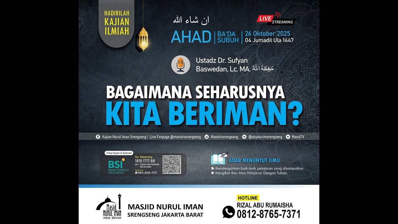 Ustadz DR. Sofyan Baswedan, Lc,. MA. Bagaimana Seharusnya Kita Beriman,