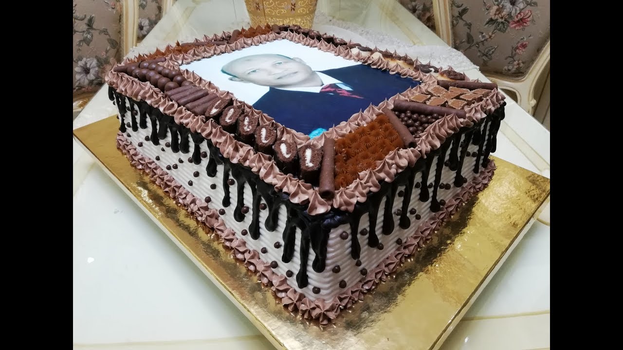 تورتة مستطيلة بصوره #بالكيك الاسفنجي البيتى بالدقيق الابيض العادى