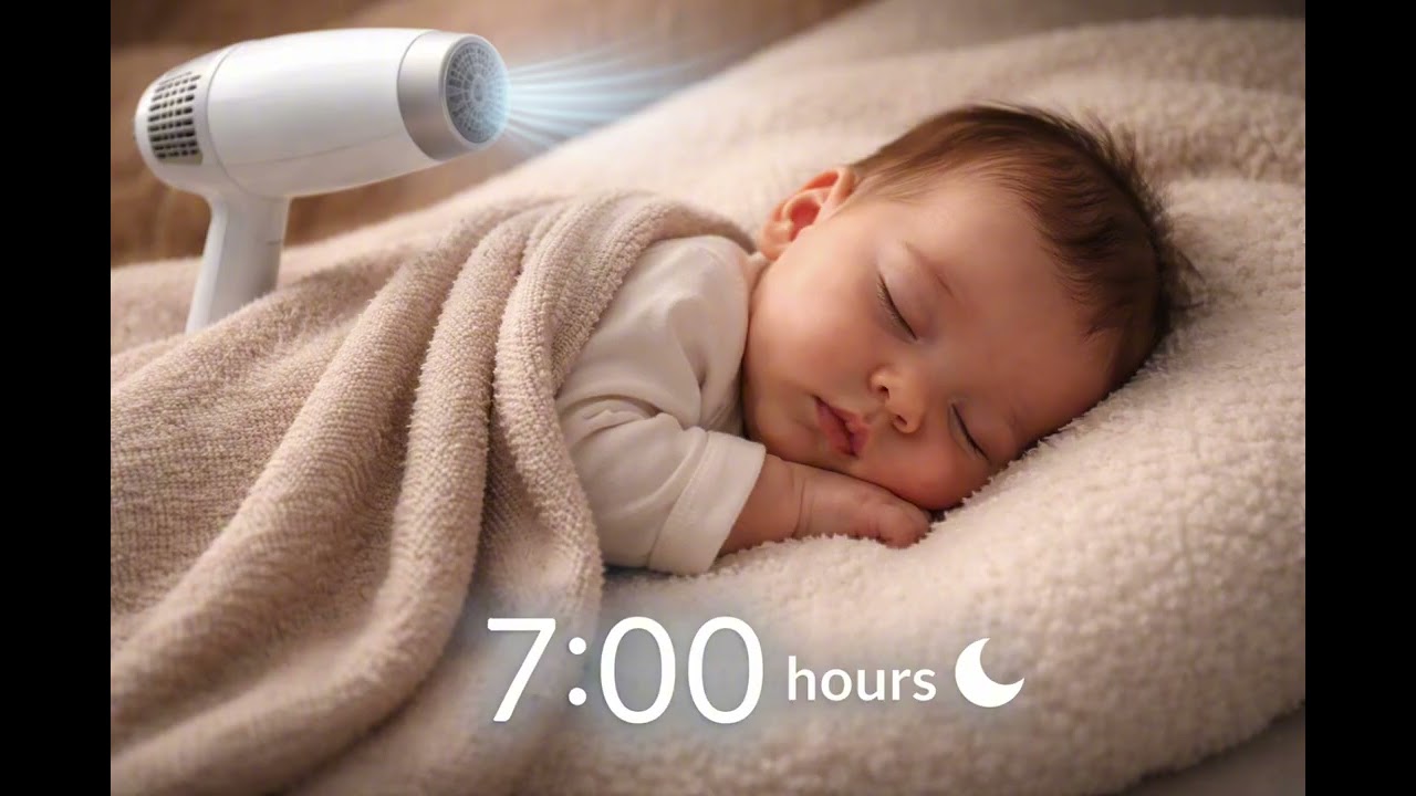 Sleep in 3 Minutes 😴 | 7 Hour Hair Dryer White Noise for Babies