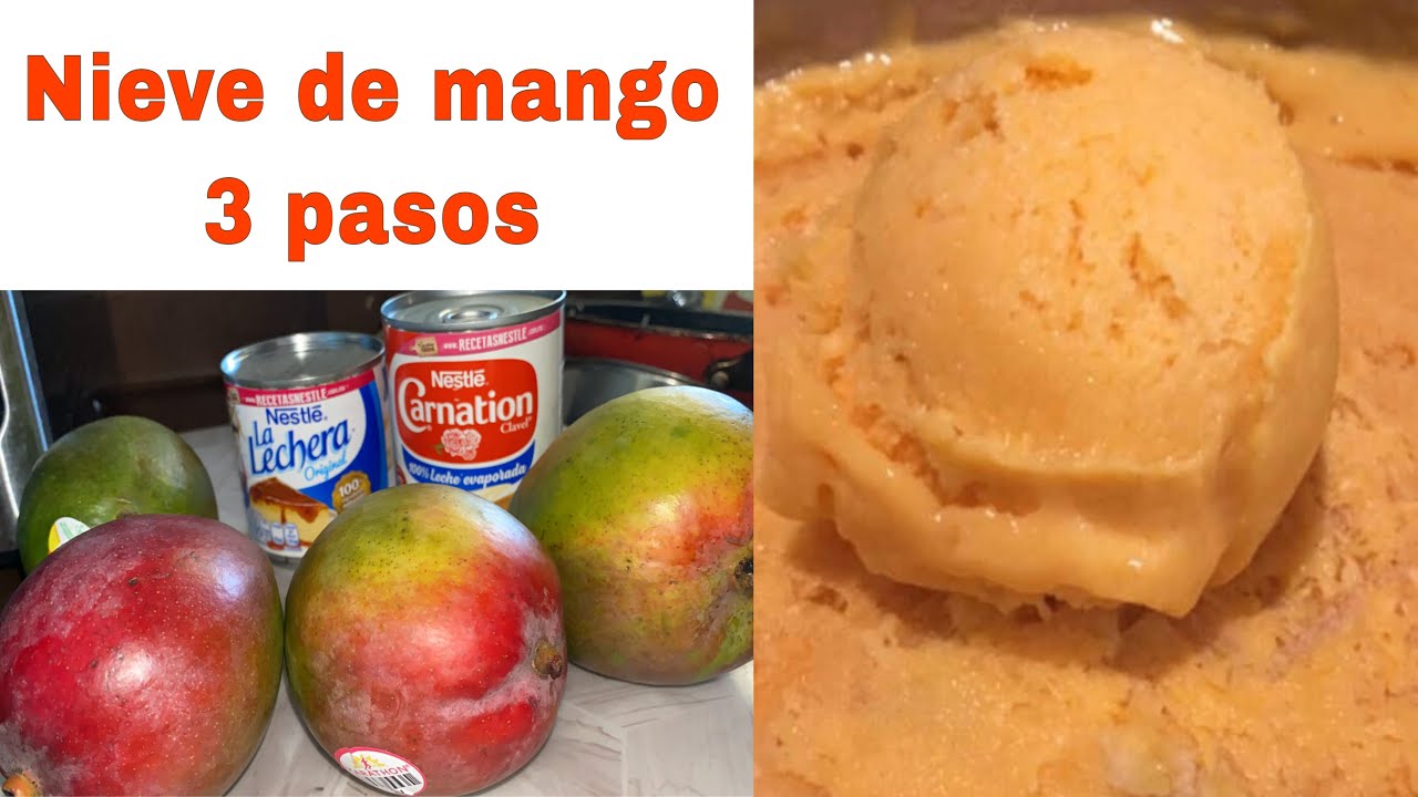 NIEVE DE MANGO 🥭 3 INGREDIENTES / Helado de mango fácil en 3 pasos