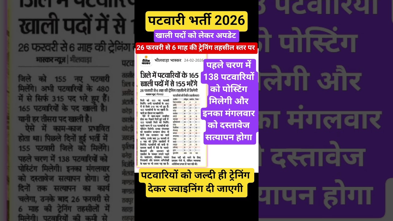 पटवारी भर्ती रिजल्ट ll Patwari Bharti News Update ll RSSMB New Update