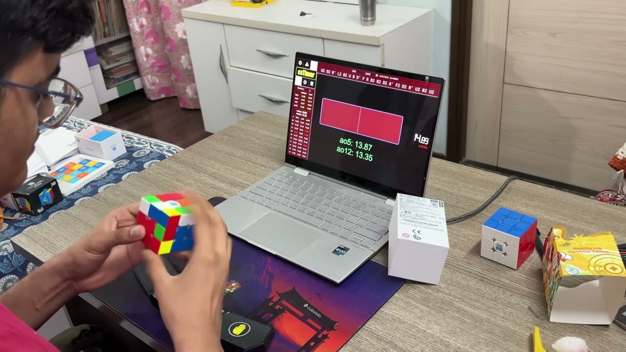 3x3 full session of 50 solves | mean: 13.15
