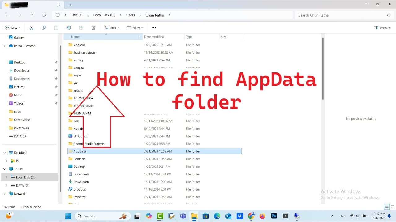 How to Find the AppData Folder in Windows 10