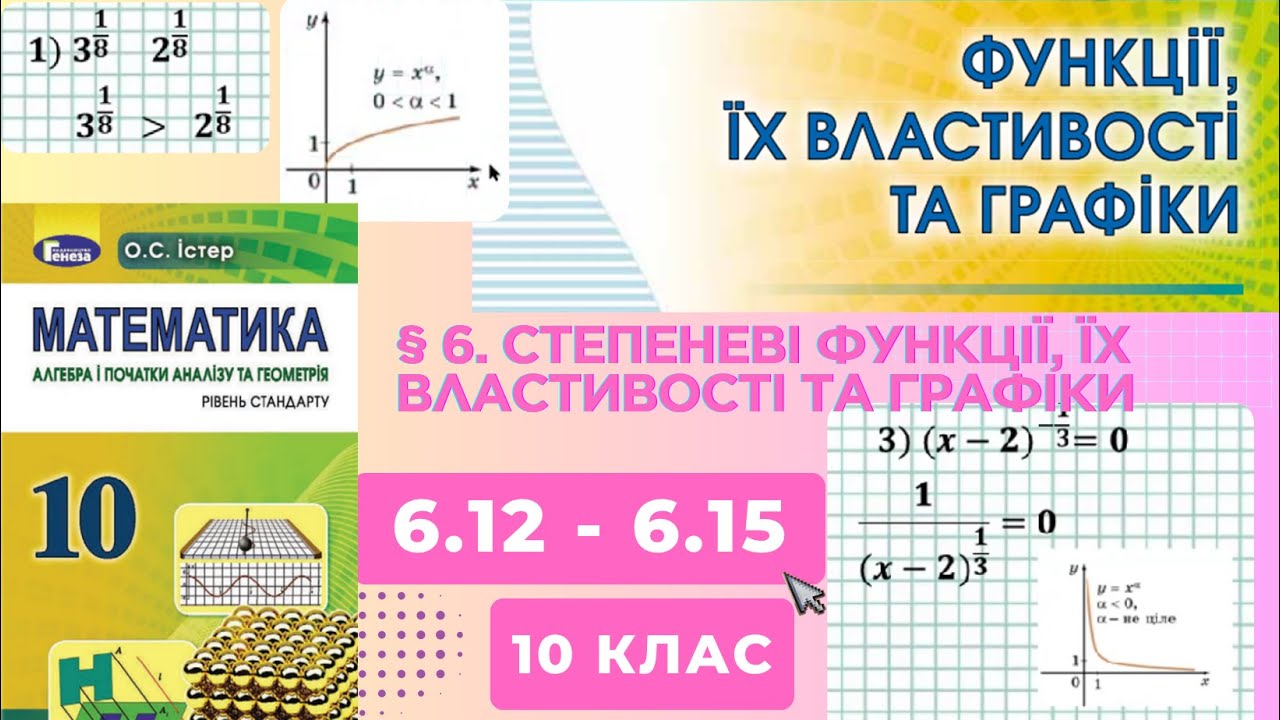 ГДЗ. Розв'язок завдань 6.12-6.15 з алгебри. Підручник Істер. Математика 10 клас