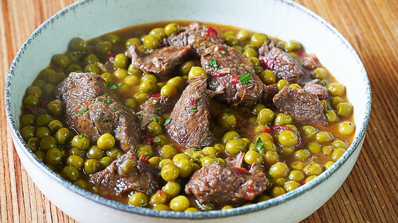 ESTA CARNE SE DESHACE EN LA BOCA! CARNE GUISADA CON GUISANTES MUY MELOSA Y TIERNA. RECETA SALUDABLE