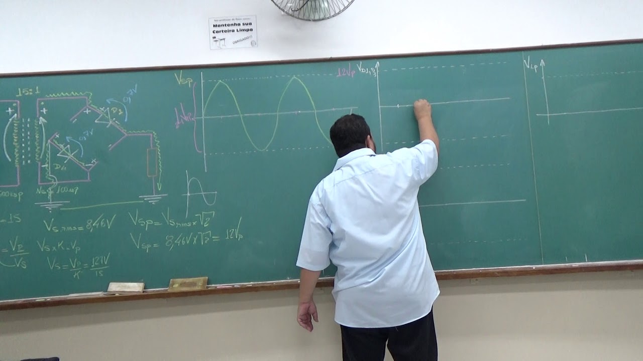 Retificador de onda completa com ponte de diodos e com filtro capacitivo ( Filme 1 de 3)