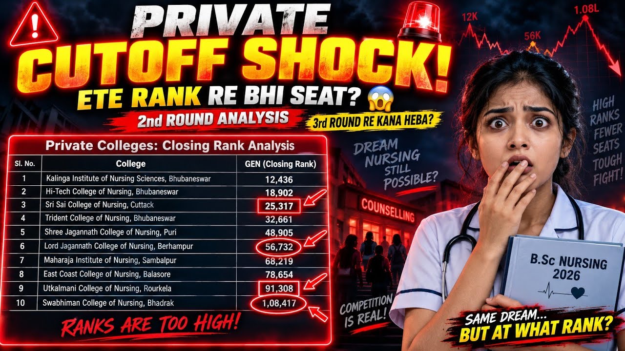😱 Private Nursing College Cutoff Dekhi SHOCK! 🚨 | OJEE B.Sc Nursing 2026 College-Wise Analysis