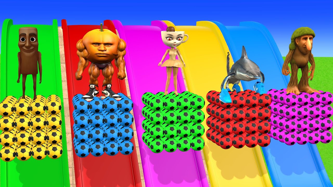 Long Slide Game With Cow Elephant Gorilla Hippopotamus Tiger 3d Animal Game Funny 3d Animals