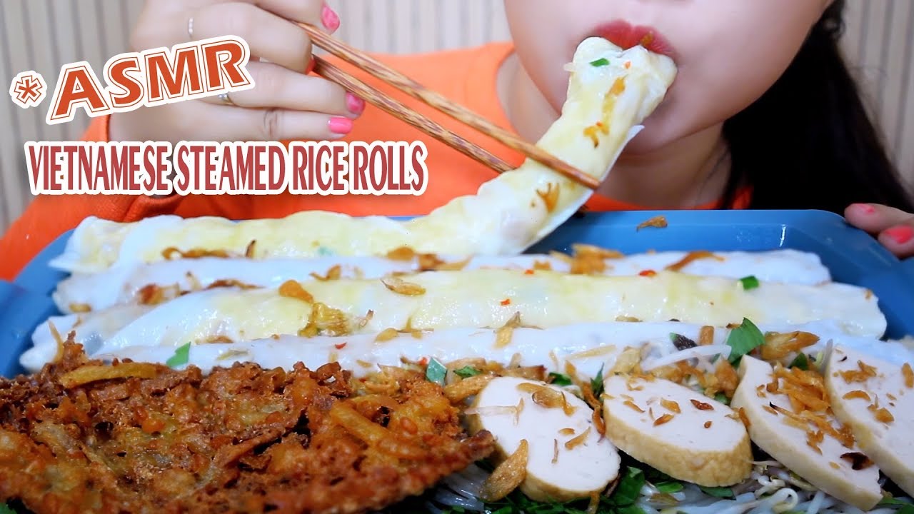 ASMR VIETNAMESE STEAMED RICE ROLLS, BÁNH CUỐN (Satisfying Eating Sounds) | LINH-ASMR