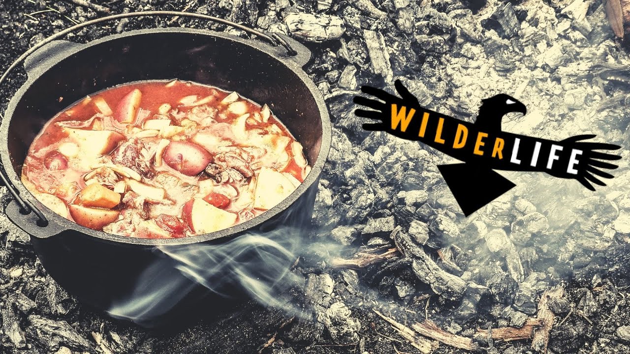 Wild game cooking - camp oven - venison neck stew
