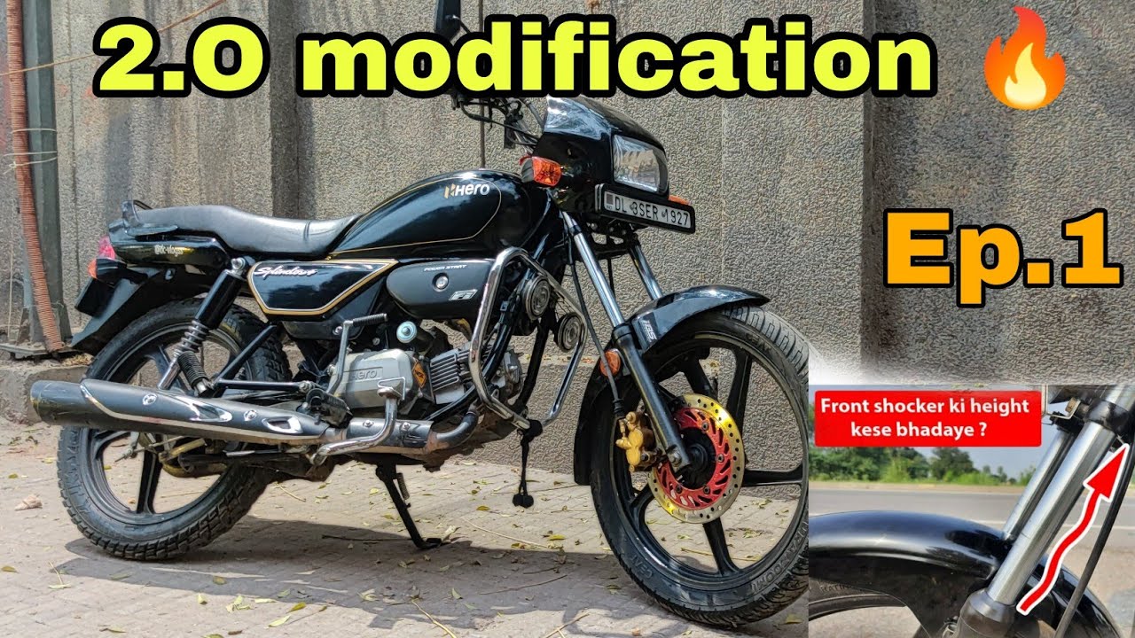 Hero Splendor bs6 front shocker height increase adventure touring modification | Kerala modification