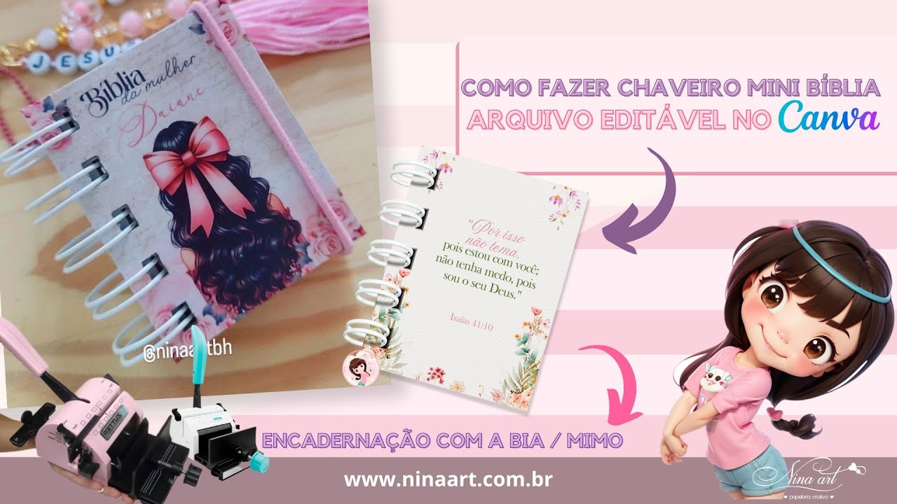 COMO FAZER CHAVEIRO MINI BÍBLIA | ENCADERNAÇÃO COM A BIA OU MIMO BINDING | ARQUIVO EDITÁVEL NO CANVA