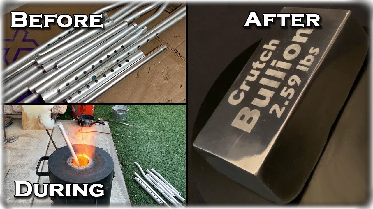 GIANT Aluminum Ingot From OLD Crutches - Melting And Etching Metal At Home
