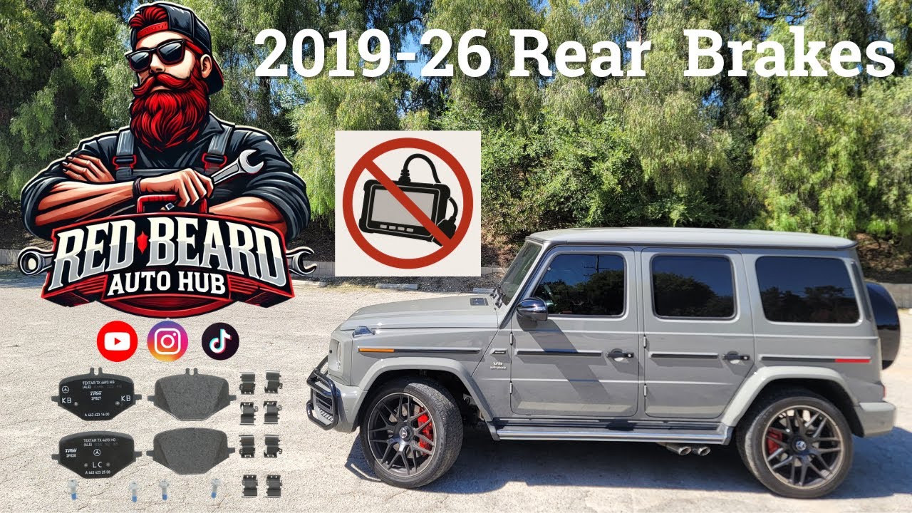 Задние тормозные колодки Mercedes G63 2024 года (сделай сам). Сканер не нужен.
