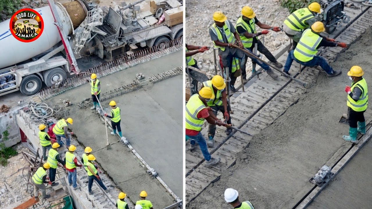 INSANE Bridge Deck Concrete Pour in Jamaica 🇯🇲 | Biggest Road Project Ever!