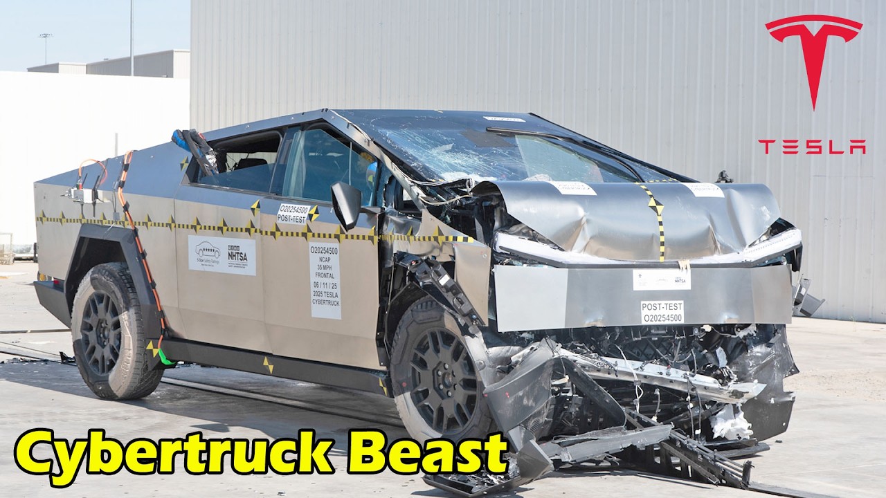 Tesla Cybertruck Beast - crash test frontal full overlap  |  NHTSA 2025