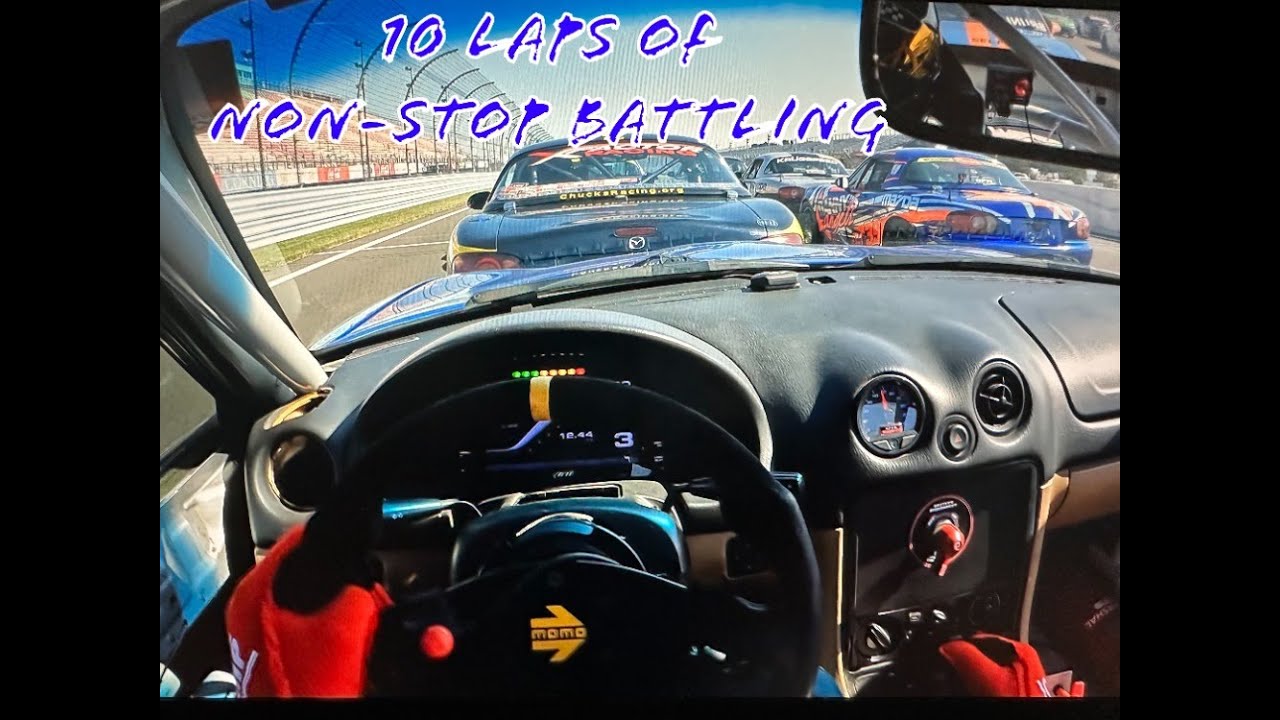 Crazy Helmet Cam Race POV Watkins Glen Hoosier Super Tour Spec Miata Race!