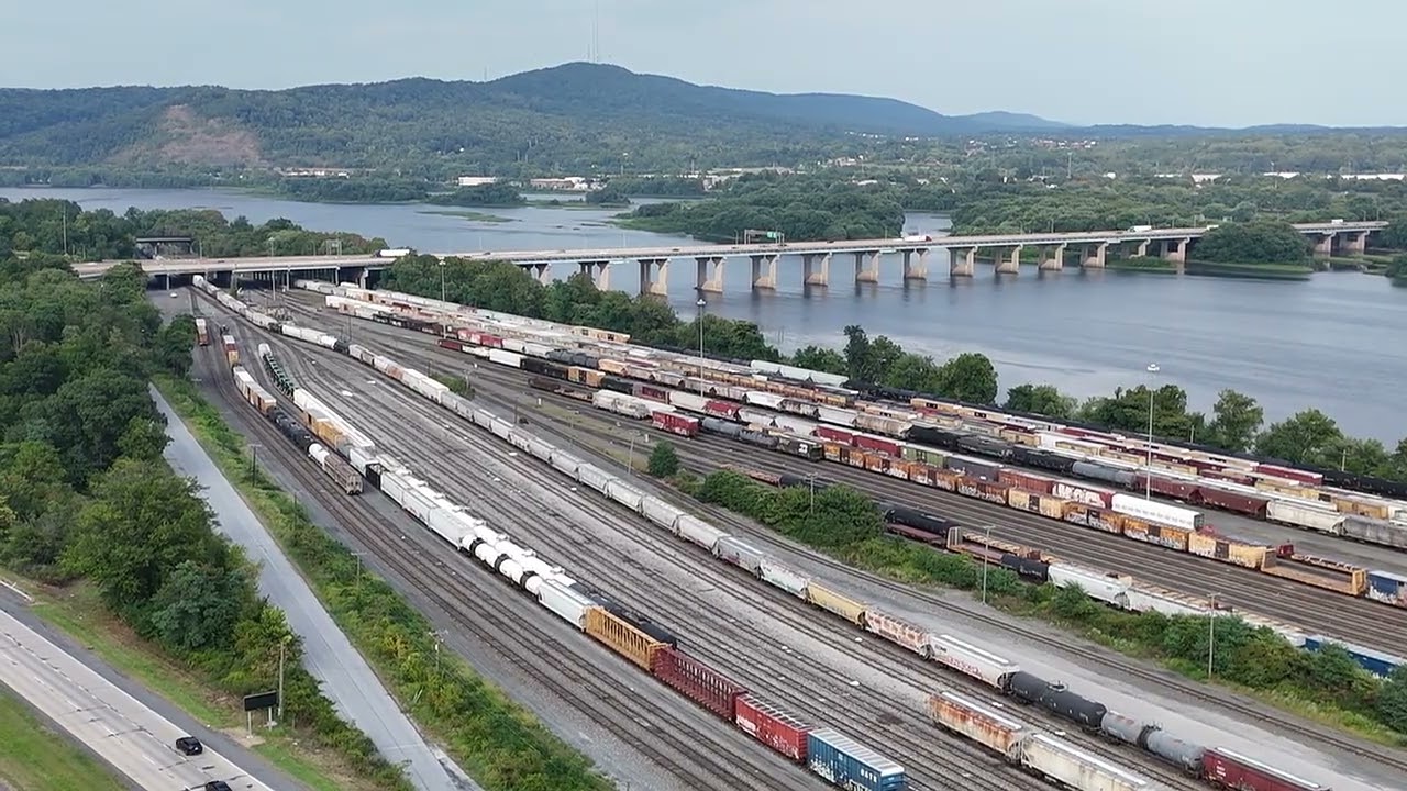 9.6.25 Enola PA Susquehanna River Huge Railyard #dji #trains #aerialexploration #4k #hd #explore