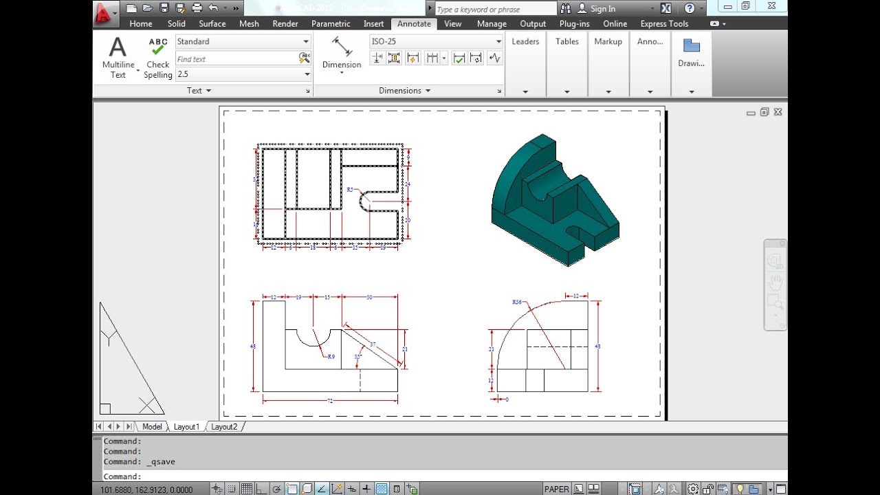 How to Create Orthographic Projection in AutoCAD EXERCISE # 40 #autocadtutorial #autocad
