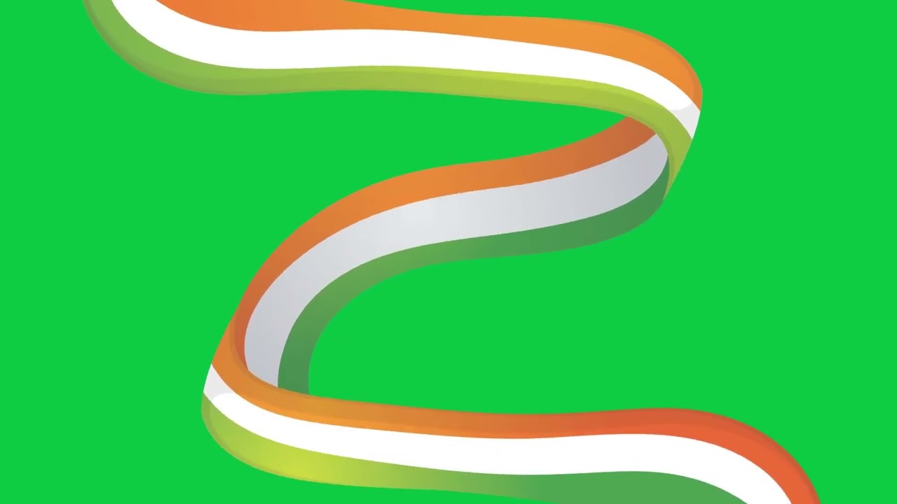 Creative Indian Flag Color Ribbon Illustration Animation | Green Screen