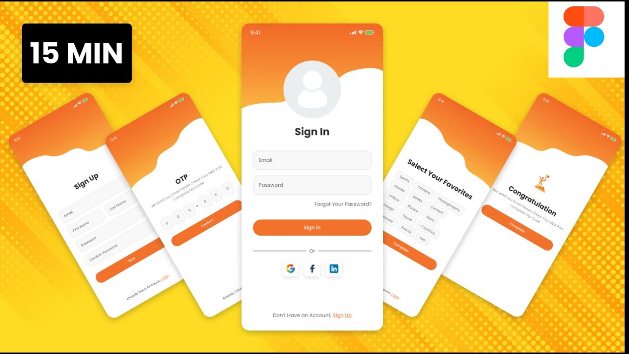 Sign up flow ui ux | ui ux design tutorial for beginners | Mobile App | Figma Tutorial
