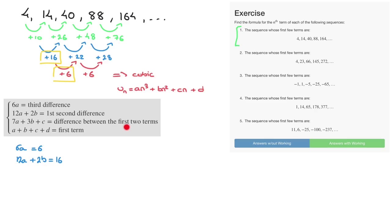 Cubic Sequences Exercise question 1