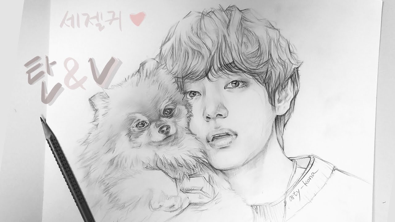 인물 스케치 (Portrait Sketch) -drawing BTS V | Semi realistic style