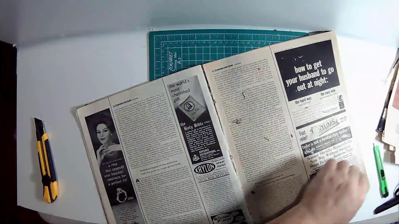 Cutting out Vintage Magazine Ads Life 1961 to Sell on Ebay