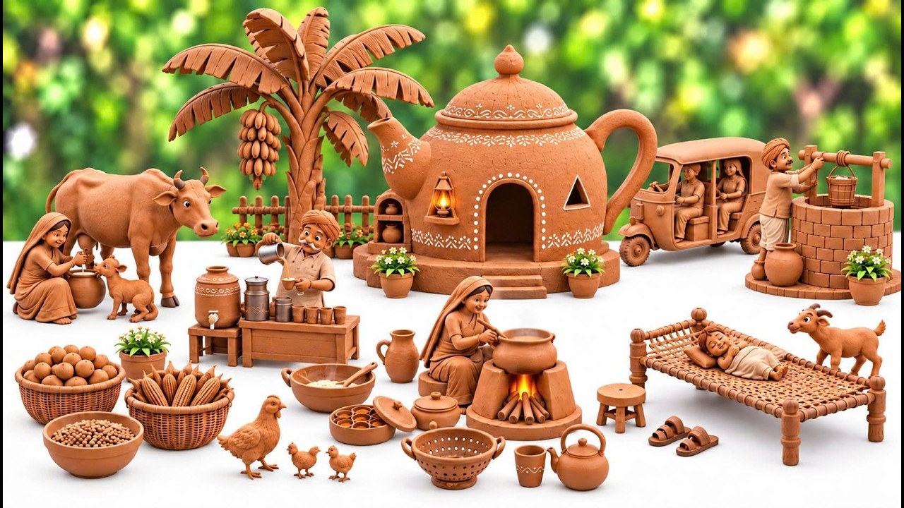 12 Mini Kitchen Sets That Look Real! | DIY Miniature Clay Craft | Mitti Bartan Making