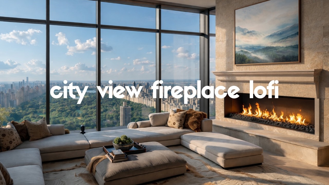City Fireplace Lofi 🔥 Elegant Chill Beats with Crackling Fire for Focus & Relaxation (4K)
