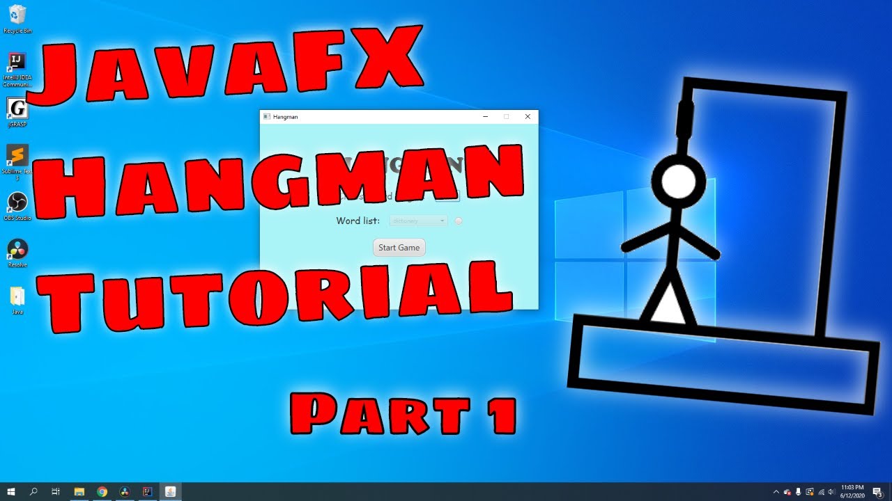 JavaFX Hangman Tutorial Part 1 - Creating the Menu