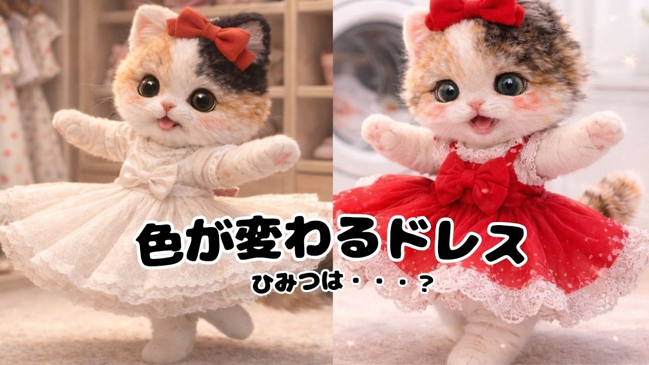 【AI猫ぽっこ】色が変わるドレス　ひみつは・・・？#AI猫#AIcat#猫ショート#癒し動画￼#asmr #cutecat