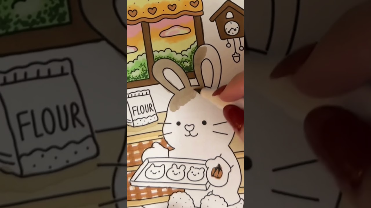 Cozy Fall Coloring 🐰🌻🍪 Fuzzy Hygge #coloringtutorial #ohuhumarkers #coloringadventure