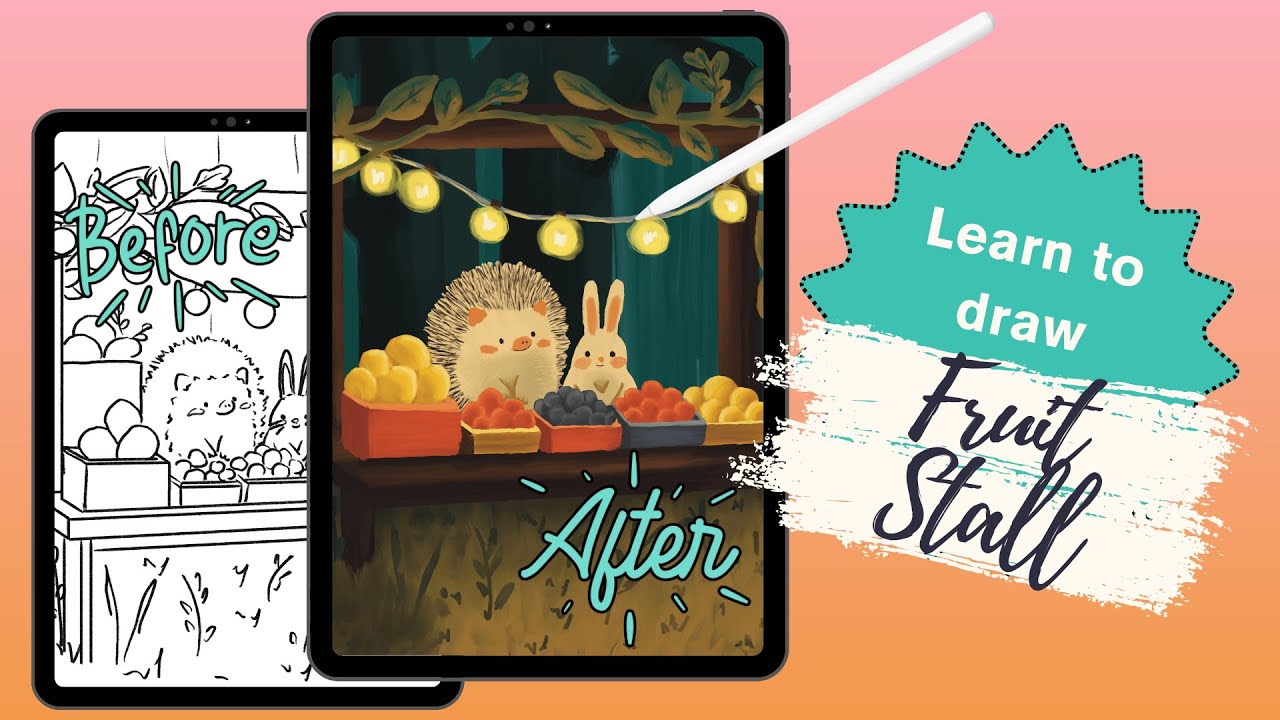 Учебник Procreate для начинающих: эскиз фруктового киоска