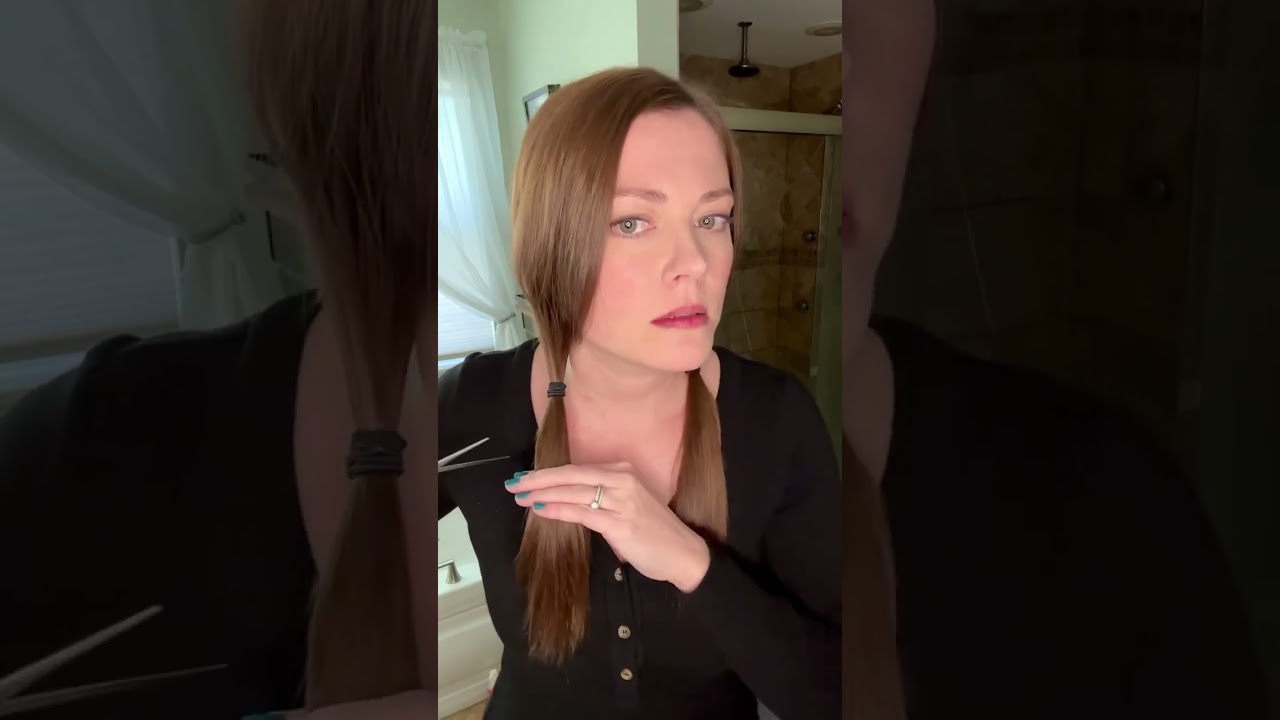 At home haircut - how to cut hair into a long blunt bob haircut #shorthaircut #bluntbob