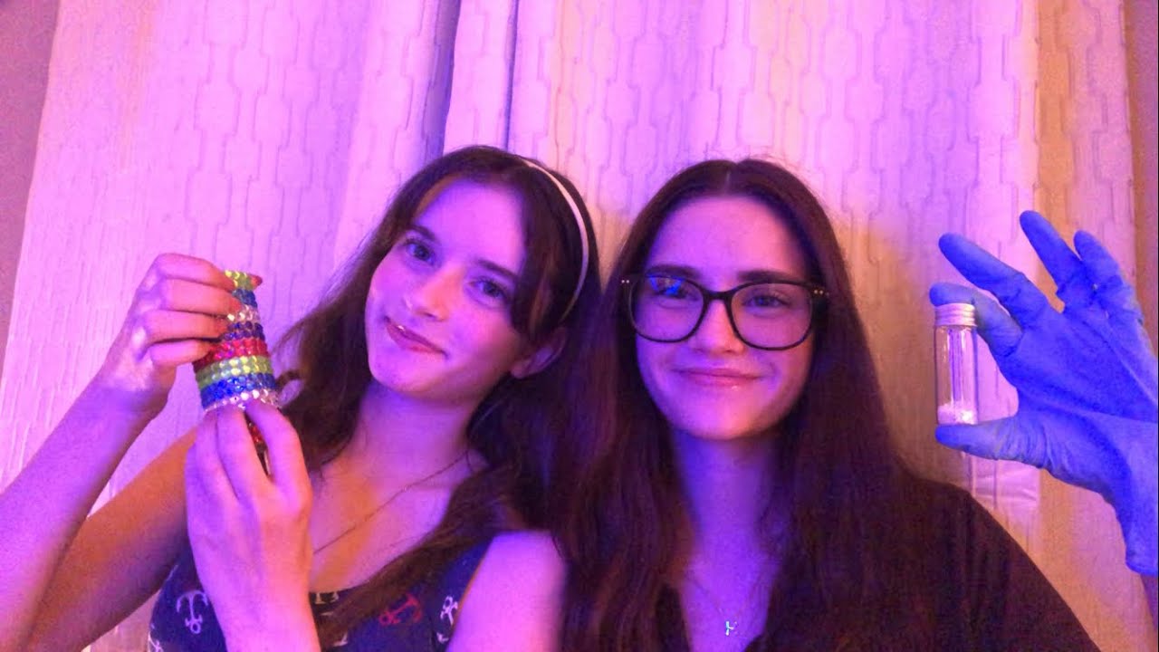 ASMR Taking away your stress & tapping to help you fall asleep! (With my sister Hallie)