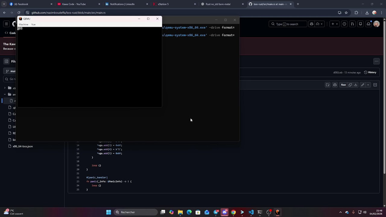 Comment créer un OS de base en Rust - vid2 - bare metal