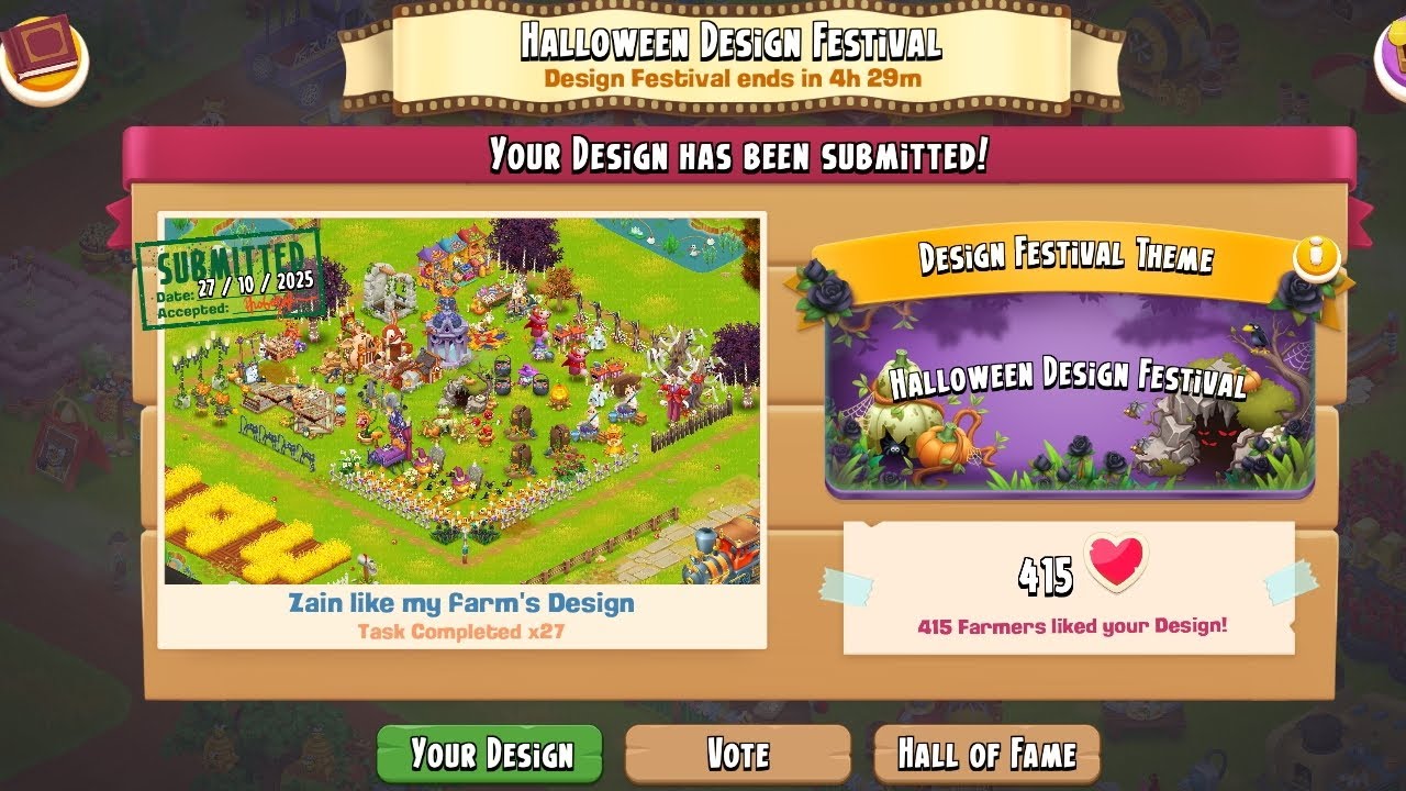Уровень Hay Day до 132 | Фестиваль дизайна Baptiste Halloween уже закончился, чтобы получить нагр...